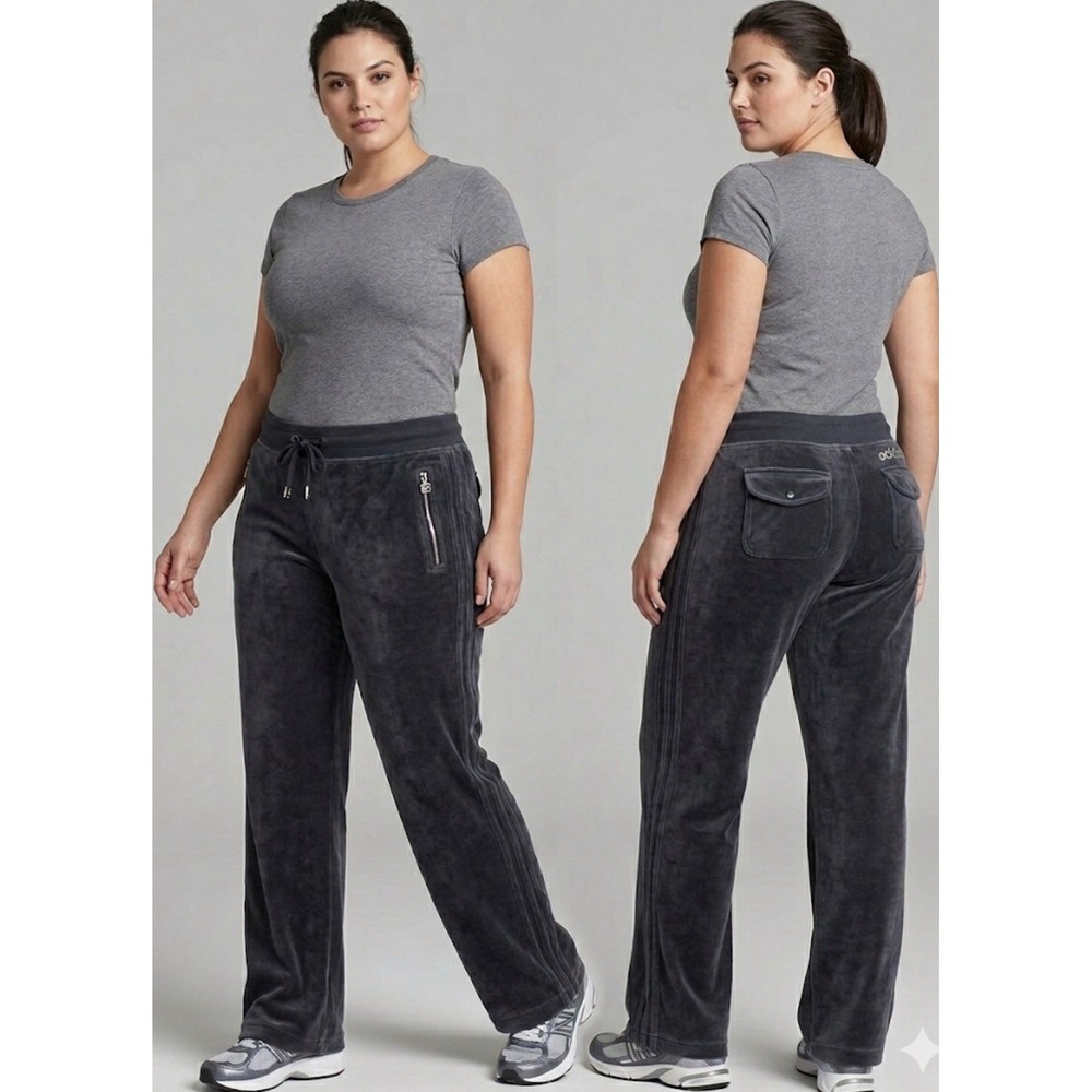 Adidas NEO Y2K 2010 Velour Wide Leg Track Pants Women's‎ XL Dark Blue Excellent